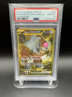 2024 Pokemon Bloodmoon Ursaluna ex #222 Hyper Rare Twilight Masquerade EN PSA 10 - Image 1