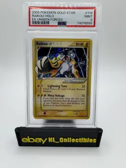 2005 Pokemon Gold Star EX Unseen Forces #114 Raikou Holo PSA 9 MINT - Image 1