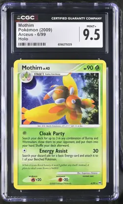 CGC 9.5 MINT+ Mothim 2009 Arceus 6/99 Holo Pokemon Card - Image 1