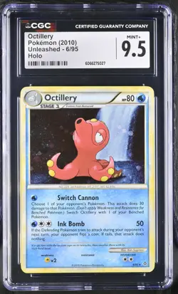 CGC 9.5 MINT+ Octillery 2010 Unleashed 6/95 Holo Pokemon Card - Image 1