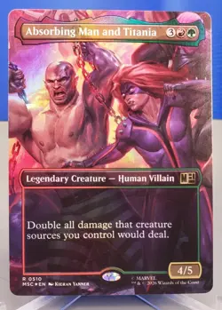 MTG: Marvel Super Heroes Absorbing Man & Titania Borderless FOIL Commander #R510 - Image 1