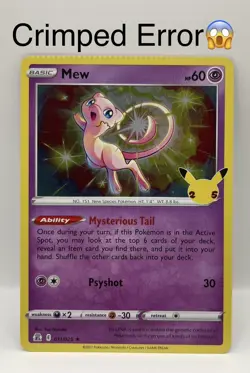 Mew CRIMPED ERROR 😱 011/025 Celebrations Holo 25th Anniversary Pokemon NM - Image 1