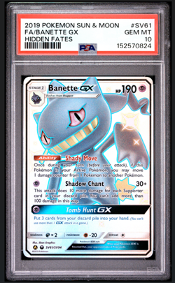 Pokemon Banette Gx Hidden Fates SV61/SV94 PSA 10 Gem Mint Shiny Vault - Image 1