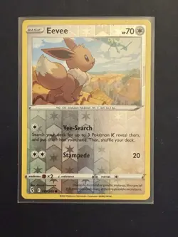 Pokemon TCG Eevee Reverse Holo Card Evolving Skies 125/203 Rayquaza LP-NM - Image 1