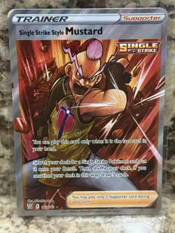 Single Strike Style Mustard 163/163 Battle Styles Full Art Holo Pokemon Card NM - Image 1