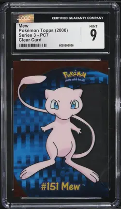 CGC 9 Mew Clear Card Topps TV Annimation 2000 Pokemon Card PC7 - Image 1