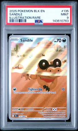 2025 Pokemon Black Bolt SANDILE Illustration Rare 135/086 PSA 9 - Image 1