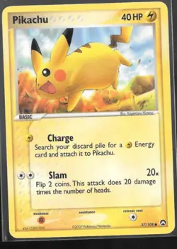 Pikachu 57/108 Ex Power Keepers Non Holo Pokemon Card 2007 - Image 1