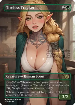 MTG - Tireless Tracker - Fanart Borderless Style - EDH / Playtest - Image 1