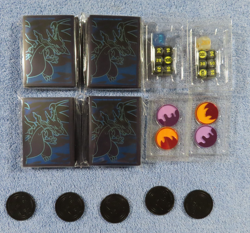 4 packs of Mega Charizard X Card Sleeves from Phantasmal Flames ETB + Extras - Image 1