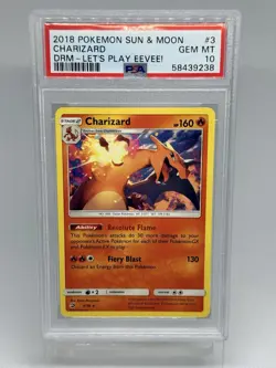 2018 Pokemon Sun & Moon Charizard Dragon Majesty Let’s Play Eevee #3 PSA 10 Gem - Image 1