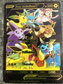 Eevee V Pokemon Black 🕺 Foil Fan Art Card - NM - Image 1