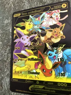 Eevee V Pokemon Black 🕺 Foil Fan Art Card - NM - Image 2