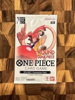 One Piece x Round 1 Promo Pack 1 Card Sealed One Piece TCG. English. In Hand - Image 1