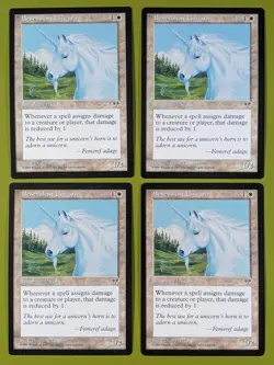 Benevolent Unicorn x4 Mirage 4x Playset Magic the Gathering MTG - Image 1