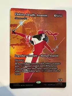 MTG Marvel Super Heroes Electra, Deadly Assassin Borderless Foil NM - Image 1