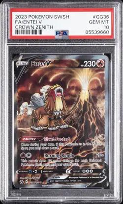 2023 POKEMON SWORD & SHIELD CROWN ZENITH #GG36 FULL ART/ENTEI V PSA 10 - Image 1