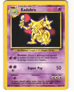 Kadabra Uncommon Pokemon TCG Base Set Unlimited 32/102 HP - Image 1