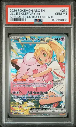 2026 POKEMON ASC EN-ASCENDED HEROES #280 LILLIE'S CLEFAIRY EX PSA 10 - Image 1