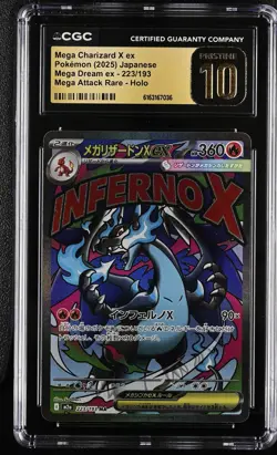 Pokemon Mega Charizard X EX Mega Dream 223 Mega Attack Rare JPN CGC 10 Pristine - Image 1