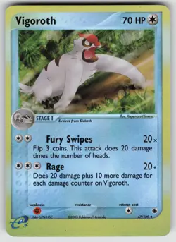 Vigoroth 47/109 Uncommon Ruby & Sapphire Pokemon Reverse Holo Lightly Played - Image 1