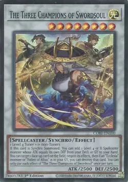 The Three Champions of Swordsoul CORI-EN100 Super Rare 1st Edition Yu-Gi-Oh Card - Image 1