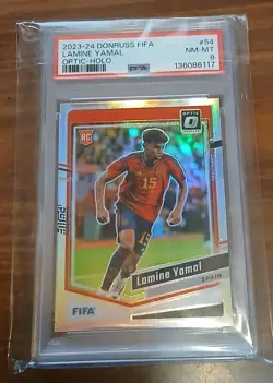 2023-24 Donruss FIFA Lamine Yamal Optic Holo PSA 8 - Image 1