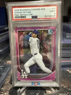 2025 Bowman Chrome Shohei Ohtani #17 Pink Refractor /199 PSA 9 Low Pop Dodgers - Image 1