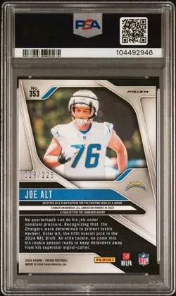 2024 PANINI PRIZM PURPLE ICE #353 JOE ALT 28/225 PSA 9 - Image 2
