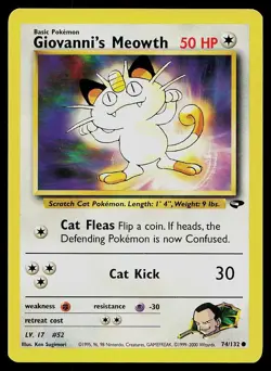 Pokemon Card Gym Challenge Giovanni's Meowth 74/132 Common - Image 1