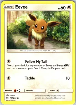 Eevee 167/236 Common Regular Card SM - Cosmic Eclipse Pokemon TCG NM - Image 1