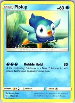 Piplup 54/236 Common Regular Card SM - Cosmic Eclipse Pokemon TCG NM - Image 1