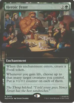 MTG Heroic Feast (414) *Foil* Extended Art R Marvel Super Heroes NM - Image 1