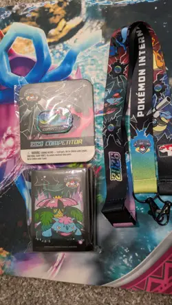 Pokemon 2026 LAIC Mega Venusaur Competitor Pin, sleeves and lanyard - Image 1