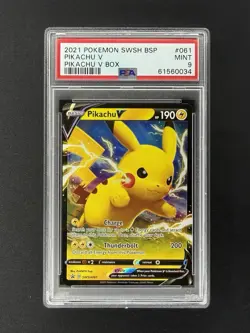 2021 Pokemon Shining Fates SWSH Black Star Promo Pikachu V #061 PSA 9 - Image 1