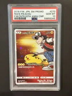 2018 P.M. Red’s Pikachu PSA 10 #270 20th Anniversary Pokemon - Image 1