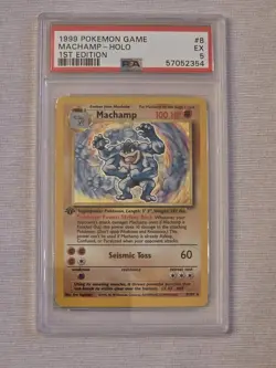 1999 POKEMON GAME #8 MACHAMP ORIGINAL BASE SET 1ST EDITION HOLO PSA 5 - Image 1