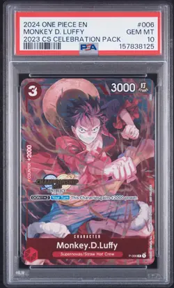 2024 ONE PIECE CHAMPIONSHIP 2023 CELEBRATION PACK #006 MONKEY D. LUFFY PSA 10 - Image 1