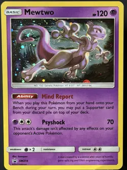 WHOLE SWIRL 🌀💫 Mewtwo SM214 Cosmos Holo Promo 2019 Nintendo Pokemon Card LP+ - Image 4