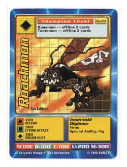 Digimon Card - 1999 (LP) Roachmon BO-23 - Bandai 1st Ed. Vtg - Image 1