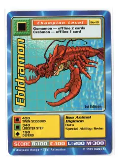 Digimon Card - 1999 (LP) Ebidramon BO-18 - Bandai 1st Ed. Vtg - Image 1