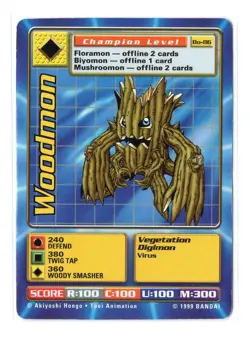 Digimon Card - 1999 (LP) Woodmon BO-86 - Bandai Vtg - Image 1