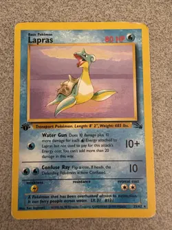 Pokemon Lapras First Edition Non-Holo Rare Fossil Card 25/62 HP/DMG - Image 1