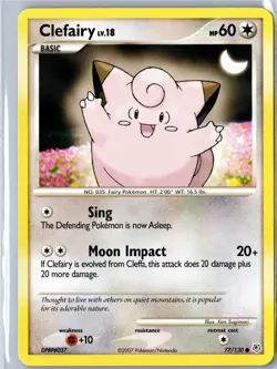 Pokemon Card - Clefairy Diamond & Pearl 77/130 2007 Common Lightly Played - Image 1