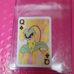 1999 POKEMON MINI PLAYING CARDS RED VICTREEBEL QUEEN OF CLUBS - Image 1