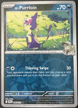 N's Purrloin 096/159 Sv09: Journey Together Reverse Holo - Pokemon Card - Image 1