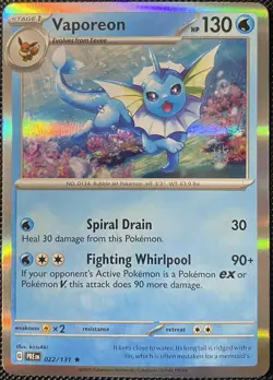 Vaporeon 022/131 Sv: Prismatic Evolutions Holo - Pokemon Card - Image 1
