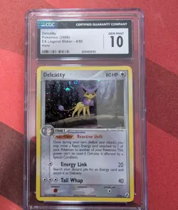 CGC 10 GEM MINT Delcatty 2006 EX Legend Maker 4/92 Holo SWIRL Pokemon Card - Image 1
