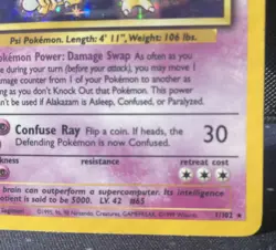 Pokemon Alakazam 1/102 WotC Base Set Unlimited Holo Rare MP-HP - Image 4