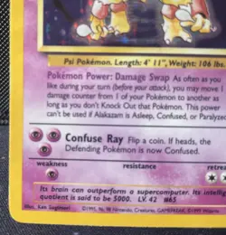 Pokemon Alakazam 1/102 WotC Base Set Unlimited Holo Rare MP-HP - Image 5